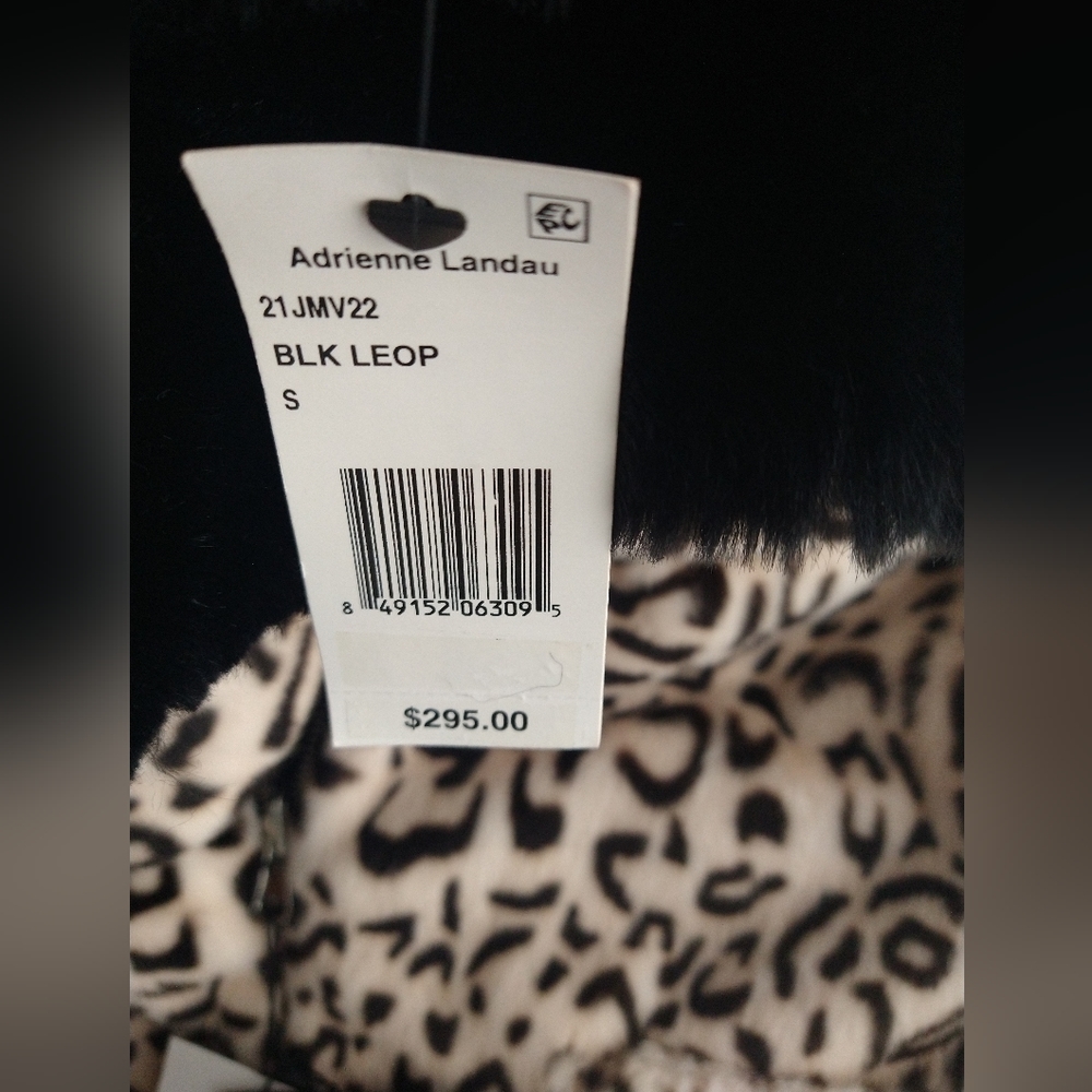 ADRIENNE LANDAU Reversible Faux Fur Hooded Vest Black / Animal $295 - Picture 10 of 15